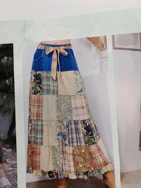 NWT Young Thread denim skirt with patchwork